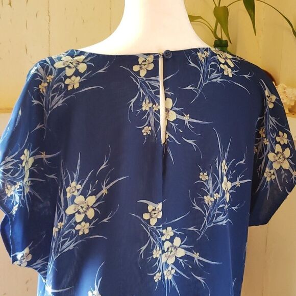 BAND OF GYPSIES Blue Floral Flowy Boho Baby Doll Mini Dress large Festiv… - Picture 6 of 11